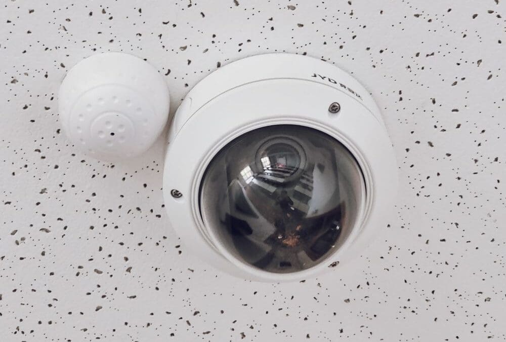 Security camera systems for schools - dome camera installed on school ceiling tile